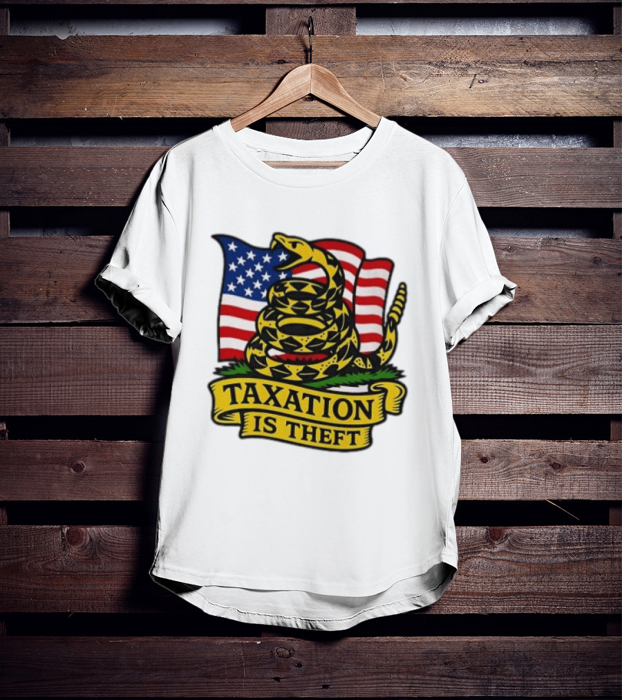 Taxation Is Theft Gadsden Flag American Flag Snake T-Shirt
