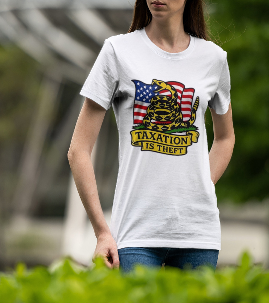 Taxation Is Theft Gadsden Flag American Flag Snake T-Shirt