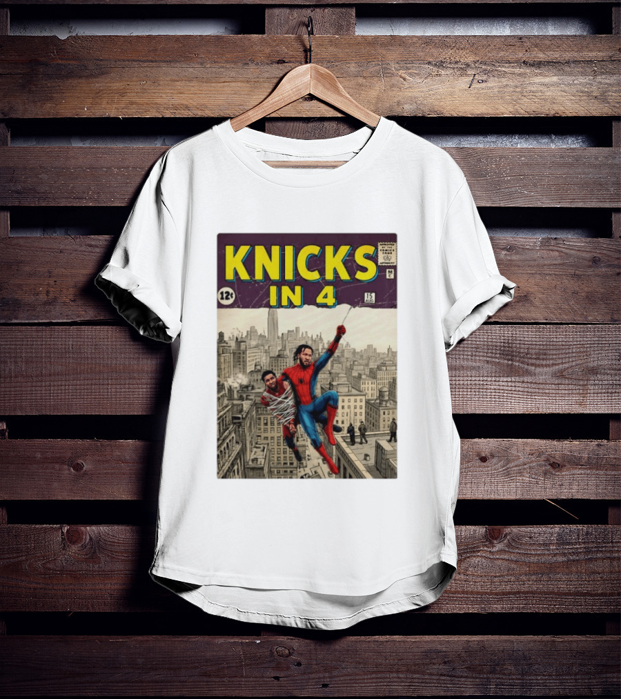 Knicks In 4 Jalen Brunson Vs Donovan Mitchell Comic Crossover New York Cleveland Showdown T-Shirt