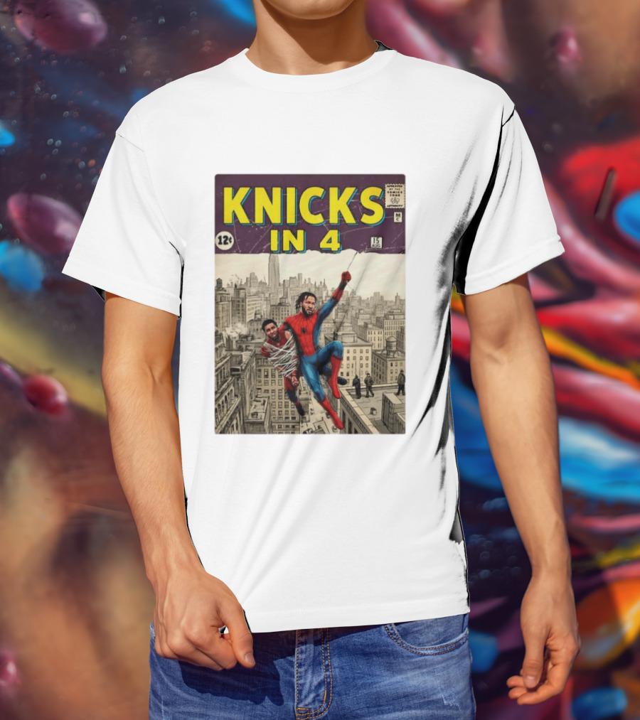 Knicks In 4 Jalen Brunson Vs Donovan Mitchell Comic Crossover New York Cleveland Showdown T-Shirt