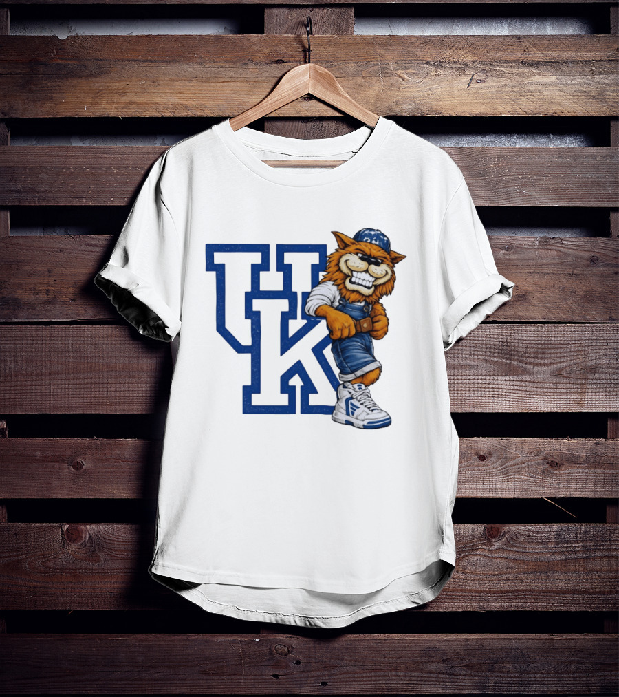 Kentucky Wildcats UK Mascot In Overalls Sneakers Athletics Basketball T-Shirt