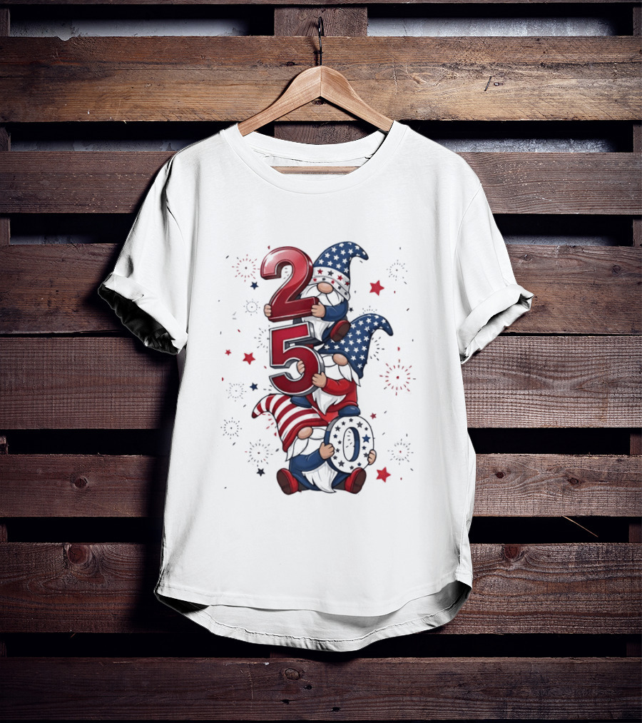 Patriotic Gnomes 250 Years Of Independence USA Fourth Of July Celebrations T-Shirt