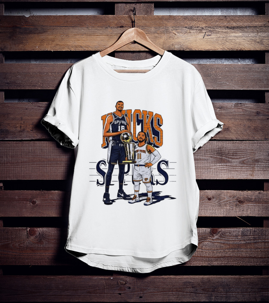 Victor Wembanyama Spurs Versus Jalen Brunson Knicks Trophy Size Gap T-Shirt