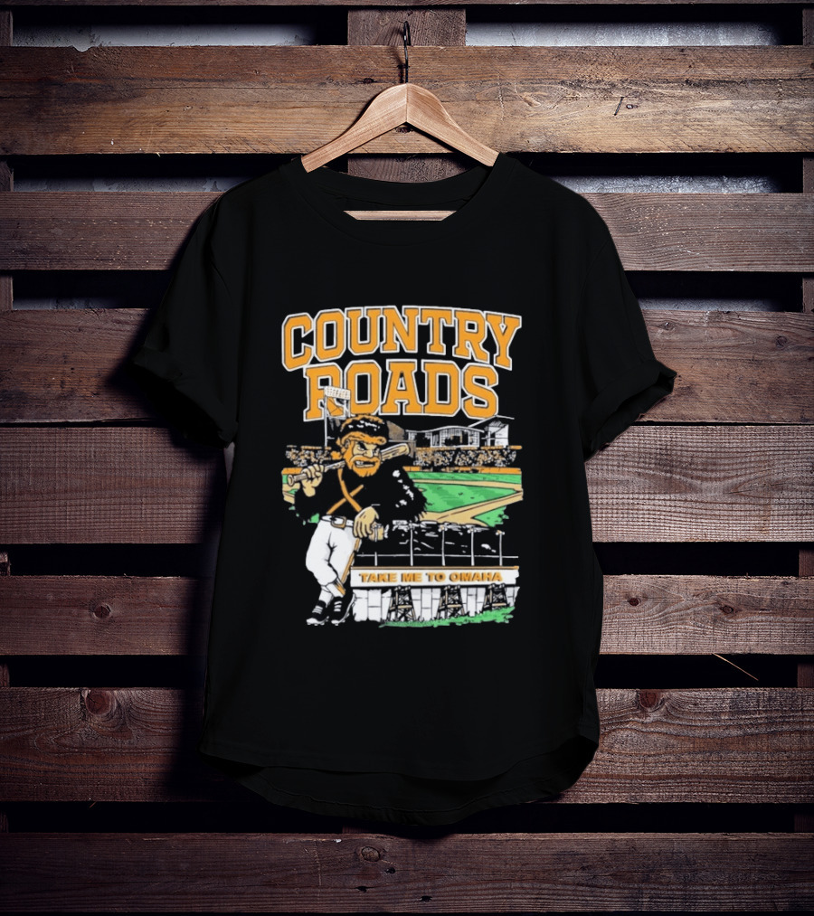 Country Roads Baseball Motif Take Me To Omaha T-Shirt