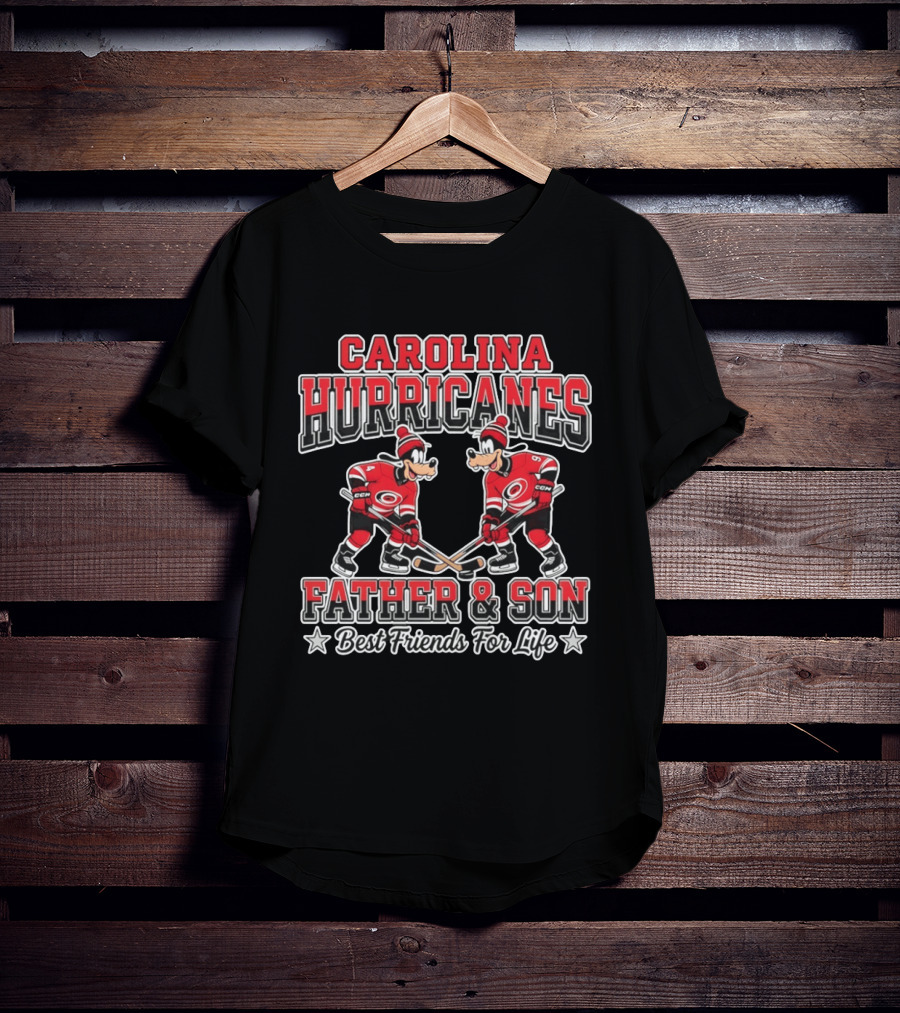 Carolina Hurricanes Father And Son Best Friends For Life Disney Goofy Hockey T-Shirt
