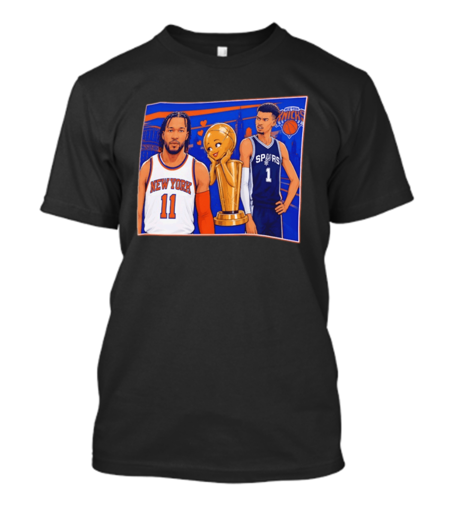 Jalen Brunson New York Knicks Victor Wembanyama San Antonio Spurs Larry O'Brien Trophy T-Shirt