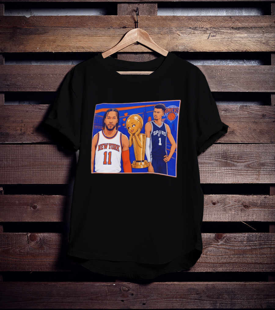 Jalen Brunson New York Knicks Victor Wembanyama San Antonio Spurs Larry O'Brien Trophy T-Shirt