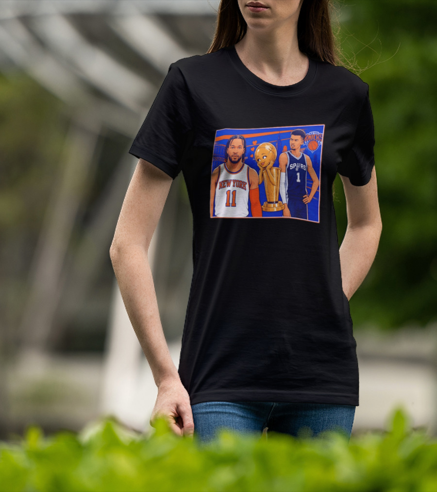 Jalen Brunson New York Knicks Victor Wembanyama San Antonio Spurs Larry O'Brien Trophy T-Shirt