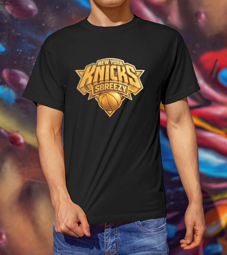 New York Knicks Sbreezy Golden Basketball T-Shirt