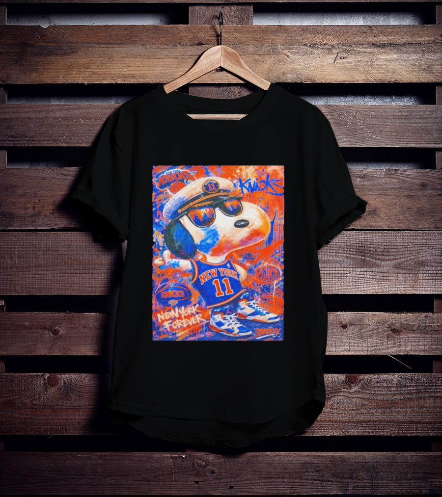 New York Knicks Snoopy Captain 11 New York Forever Streetwear Collection T-Shirt