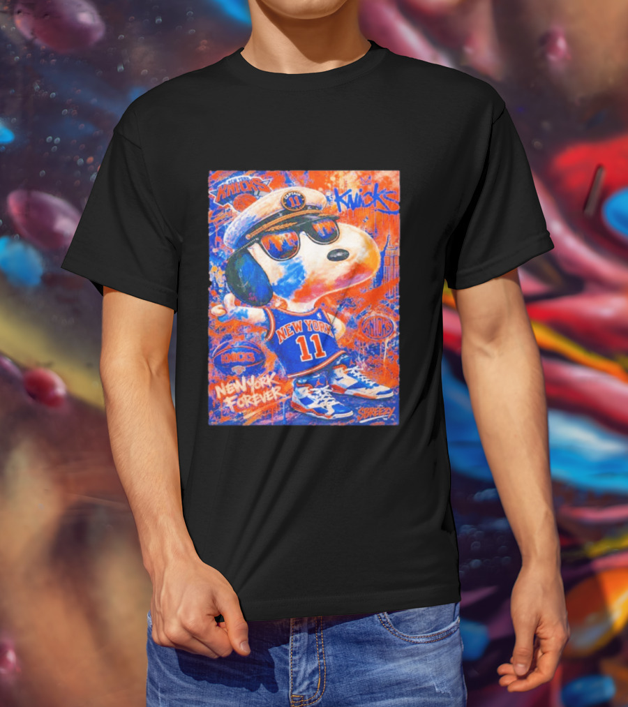 New York Knicks Snoopy Captain 11 New York Forever Streetwear Collection T-Shirt