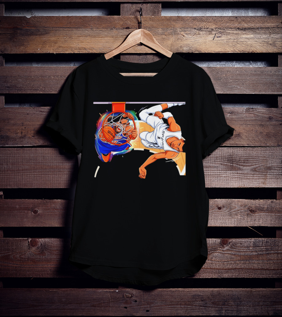 New York Knicks Vs San Antonio Spurs Comic Dunk Battle T-Shirt