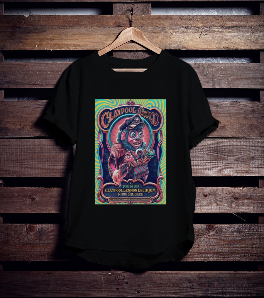 Primus Claypool Lennon Delirium Frog Brigade Columbus OH June 6 2026 Claypool Gold T-Shirt