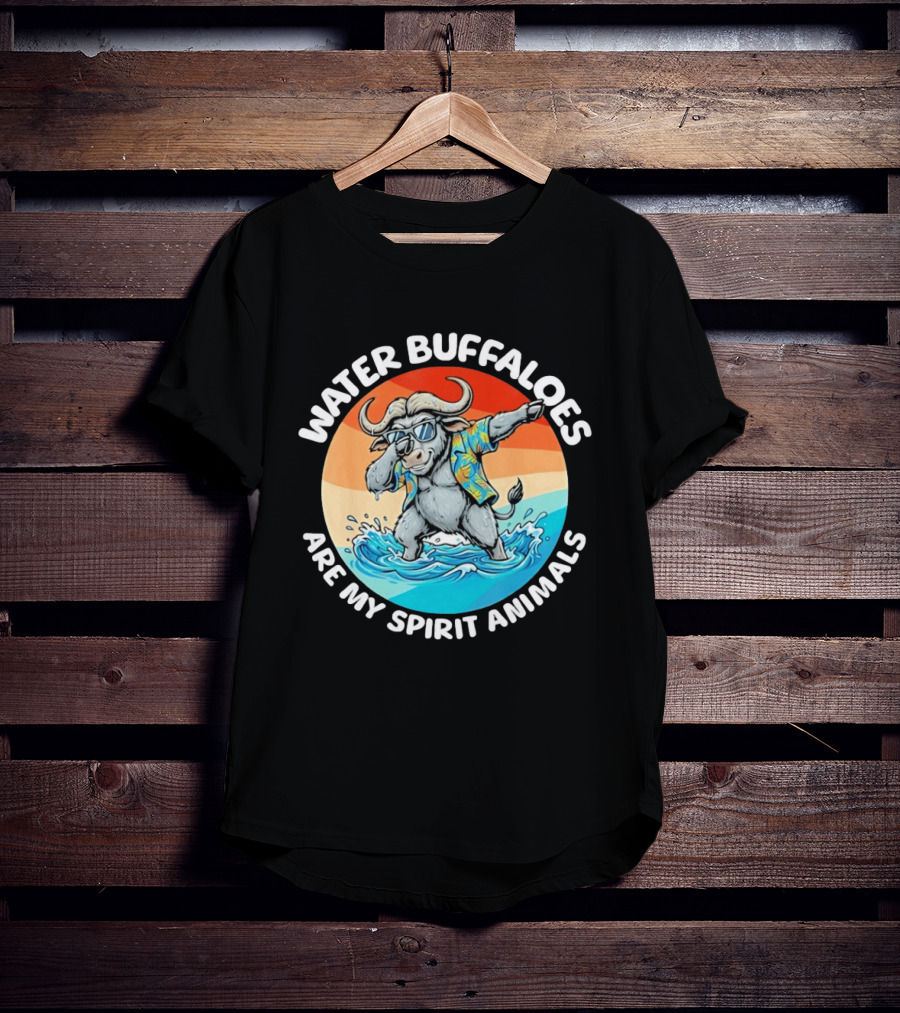 Water Buffaloes Are My Spirit Animals Dabbing Tropical Sunset T-Shirt