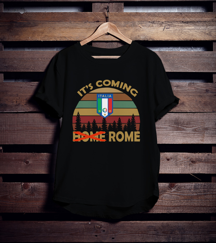 IT'S COMING ROME ITALIA Vintage Forest Sunset Badge T-Shirt