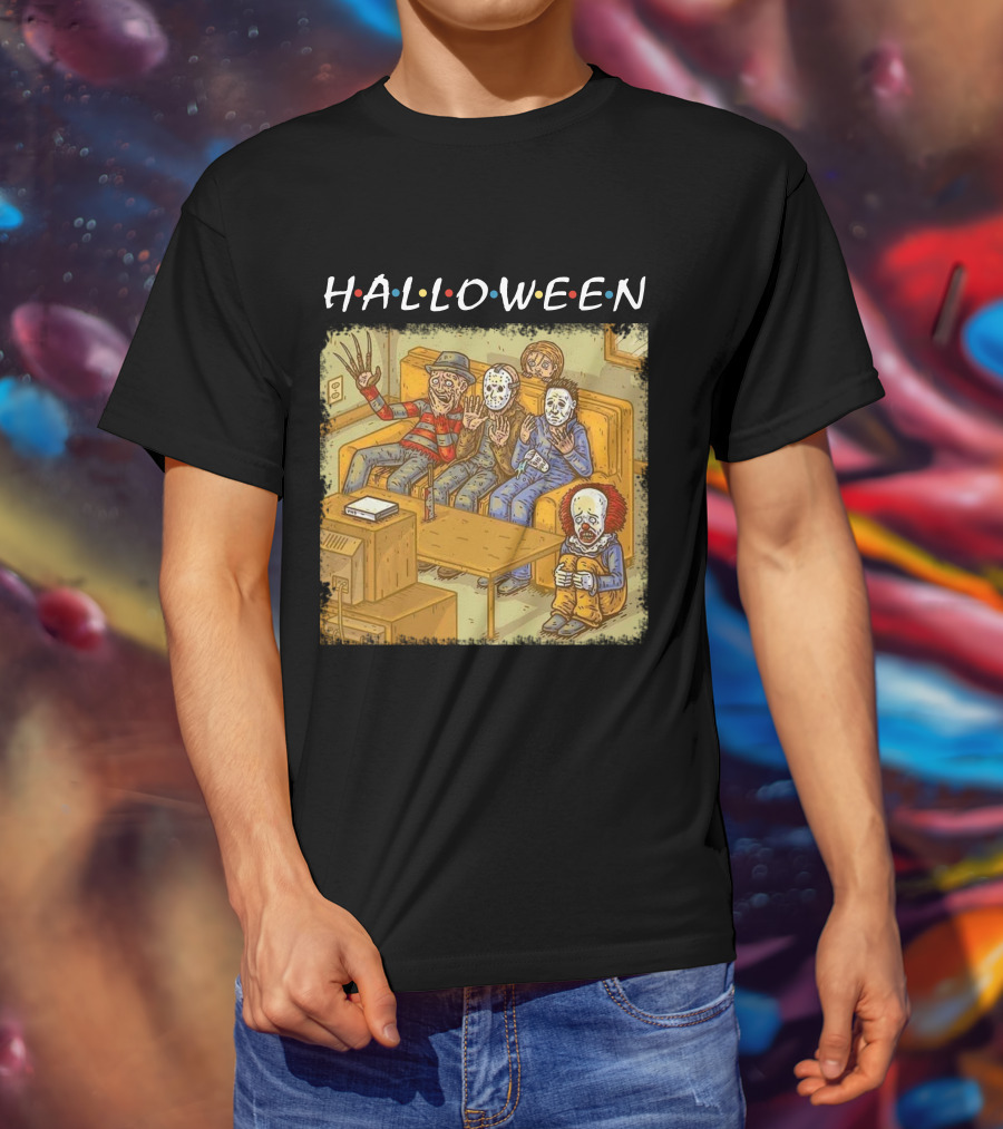 Halloween Horror Icons Relax On Couch T-Shirt