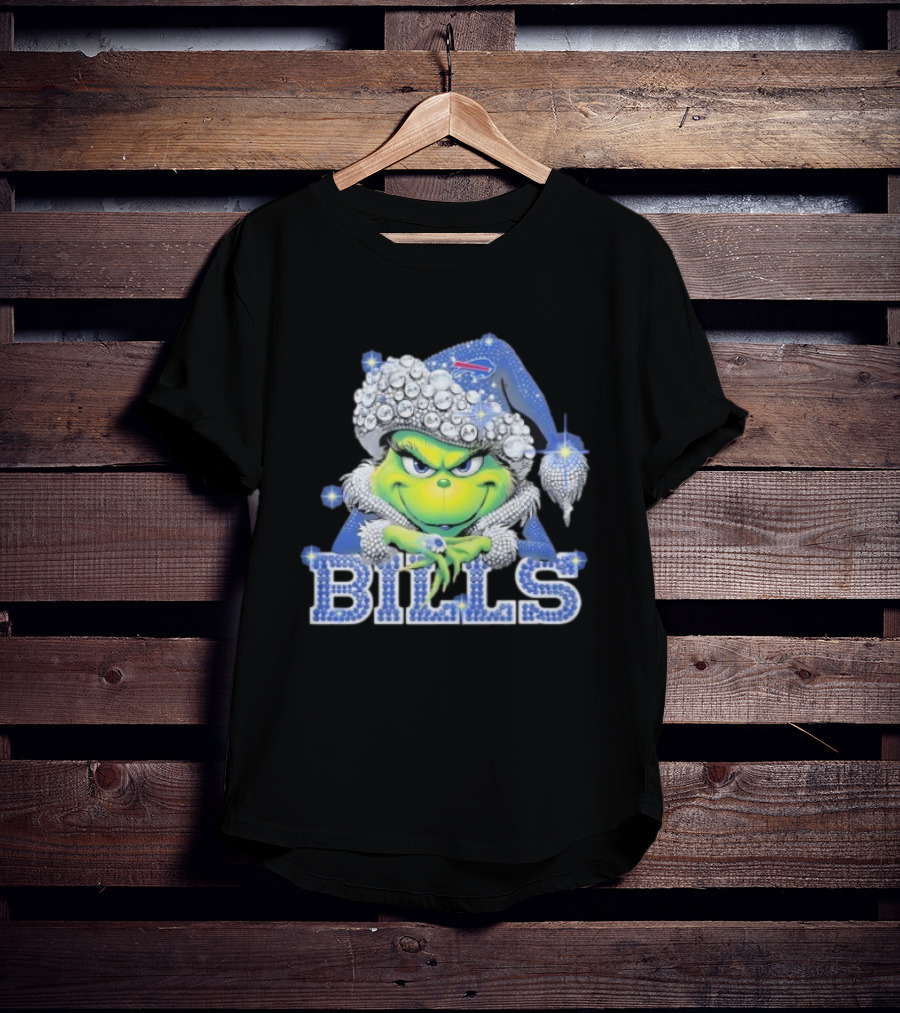 Buffalo Bills Grinch Santa Diamond Hat T-Shirt
