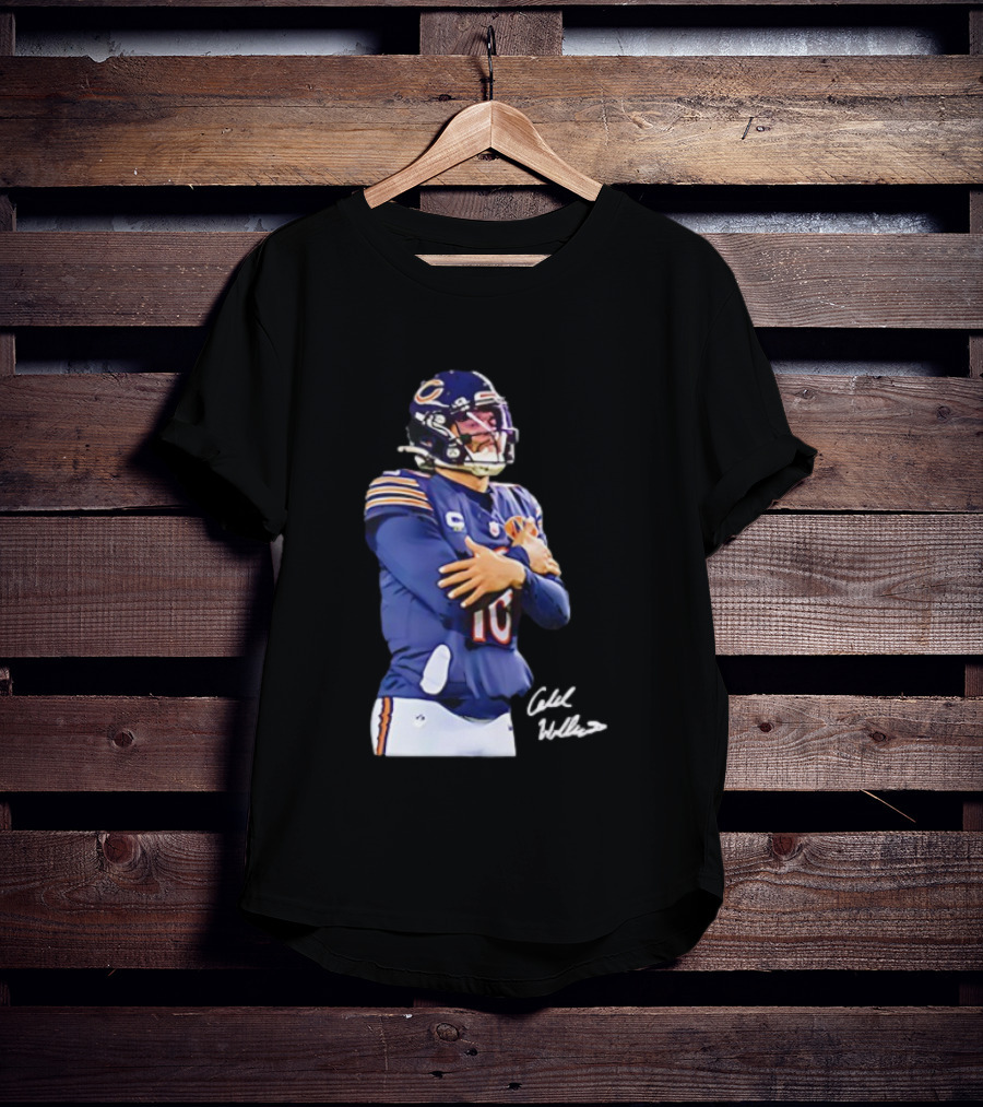 Caleb Williams Chicago Bears Ice Man Signature Football T-Shirt