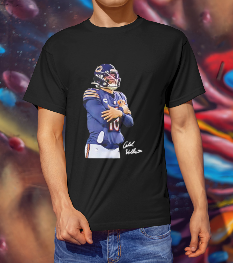 Caleb Williams Chicago Bears Ice Man Signature Football T-Shirt