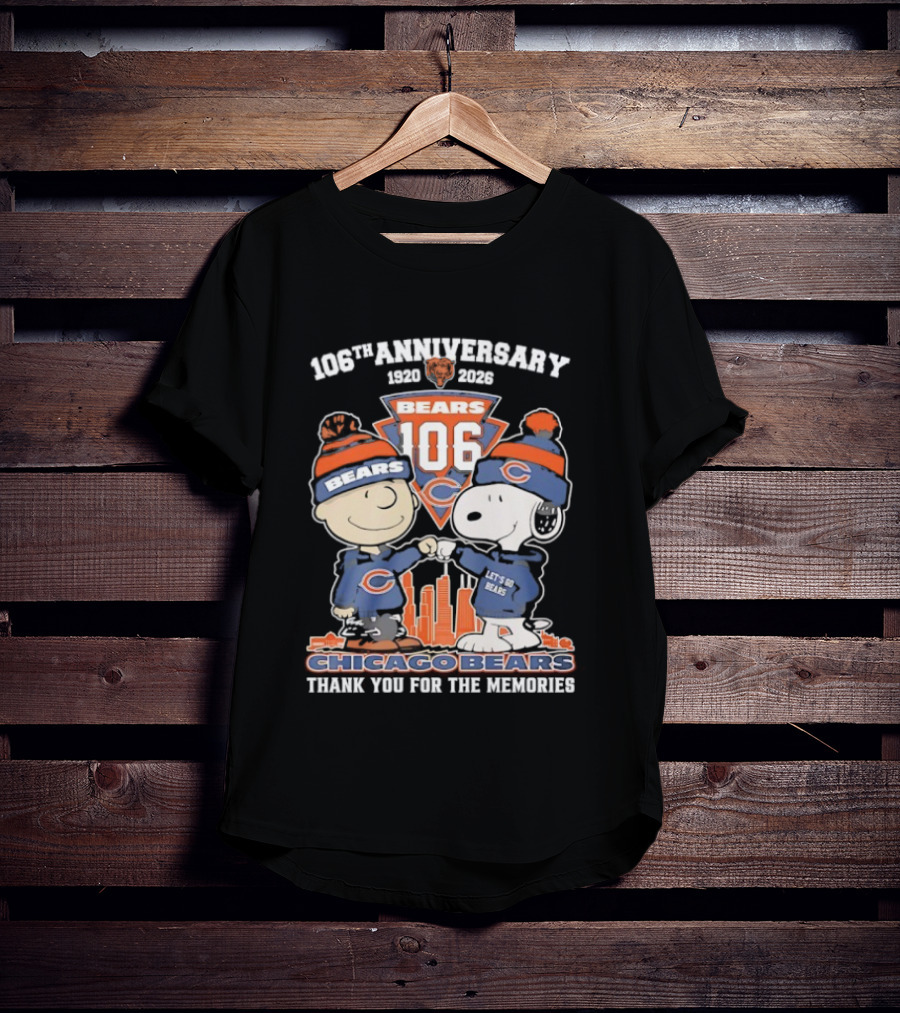 Chicago Bears 106th Anniversary 1920 2026 Snoopy And Charlie Brown Thank You For The Memories T-Shirt