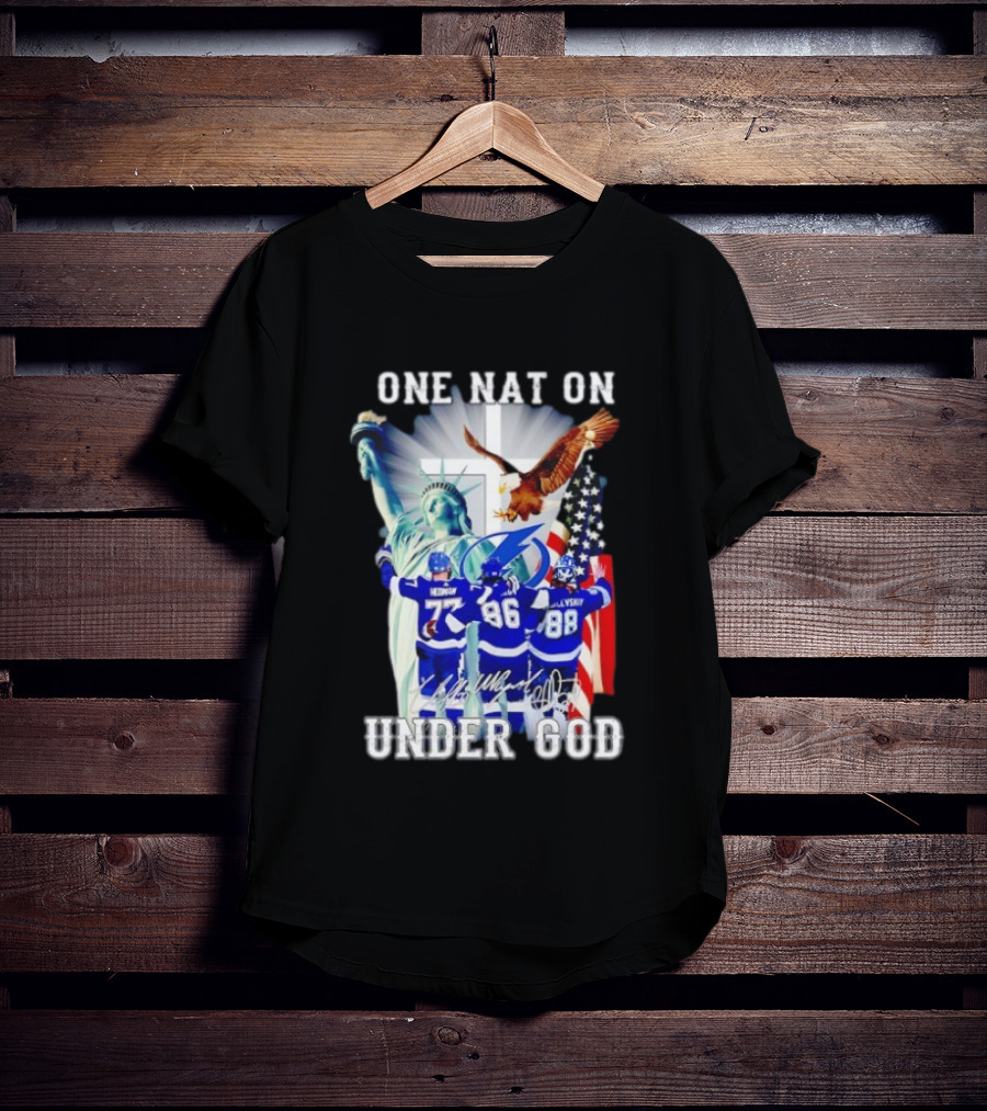 Tampa Bay Lightning Hockey Hedman 77 Point 86 Vasilevskiy 88 One Nation Under God T-Shirt