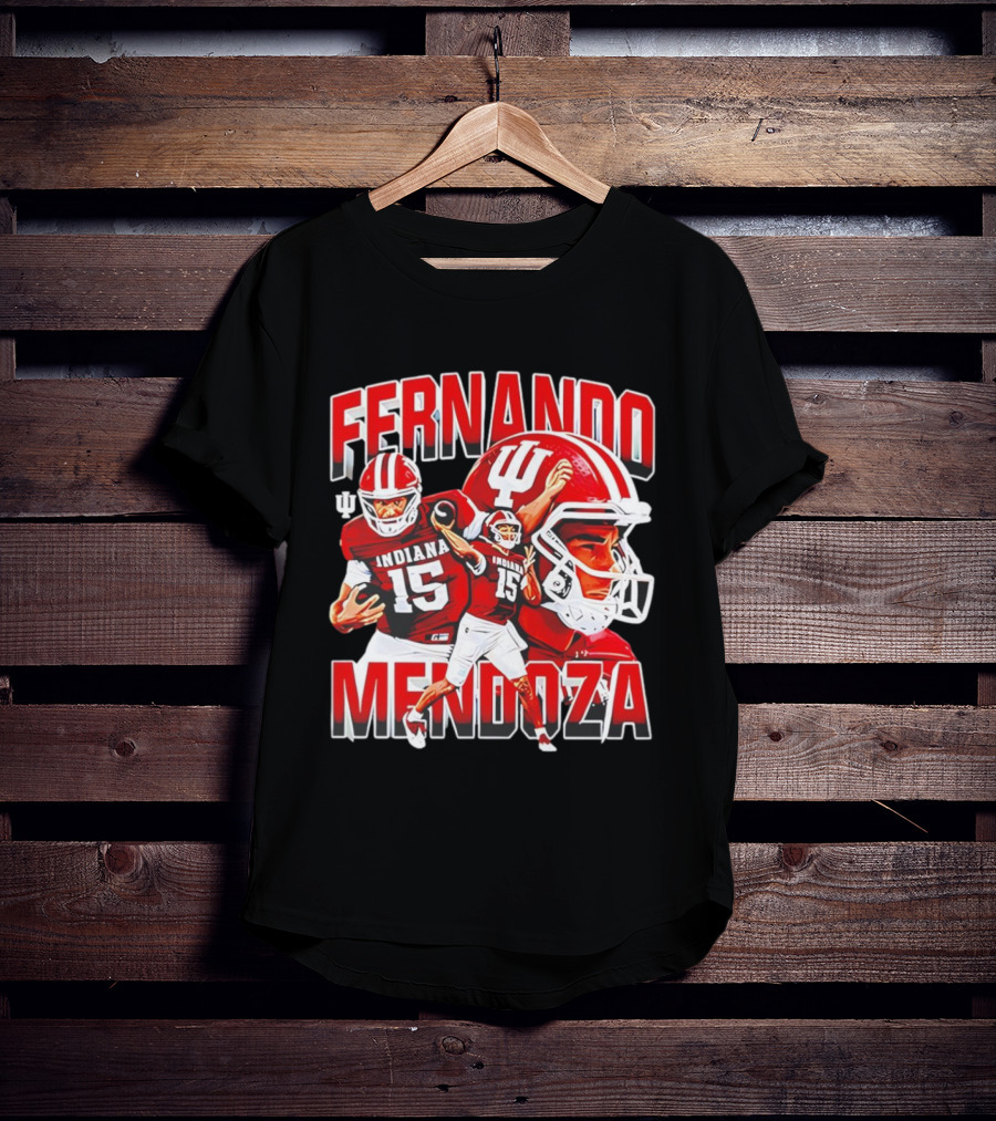 Indiana Football Fernando Mendoza Collage NCAA Player Number 15 T-Shirt