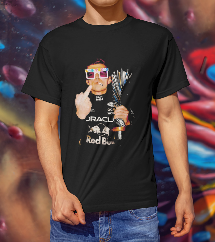 Max Verstappen Oracle Red Bull Pink Lego Sunglasses Middle Finger Las Vegas GP 2025 T-Shirt