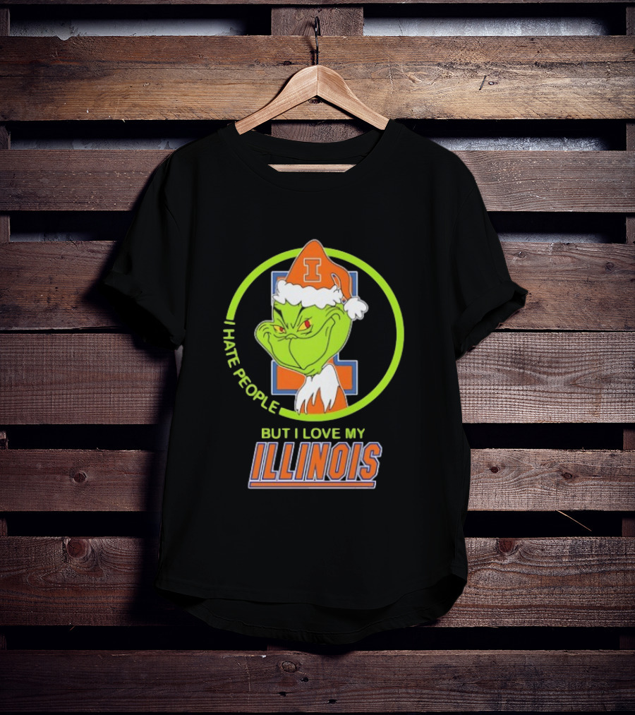 Grinch I Hate People But I Love My Illinois Fighting Illini T-Shirt