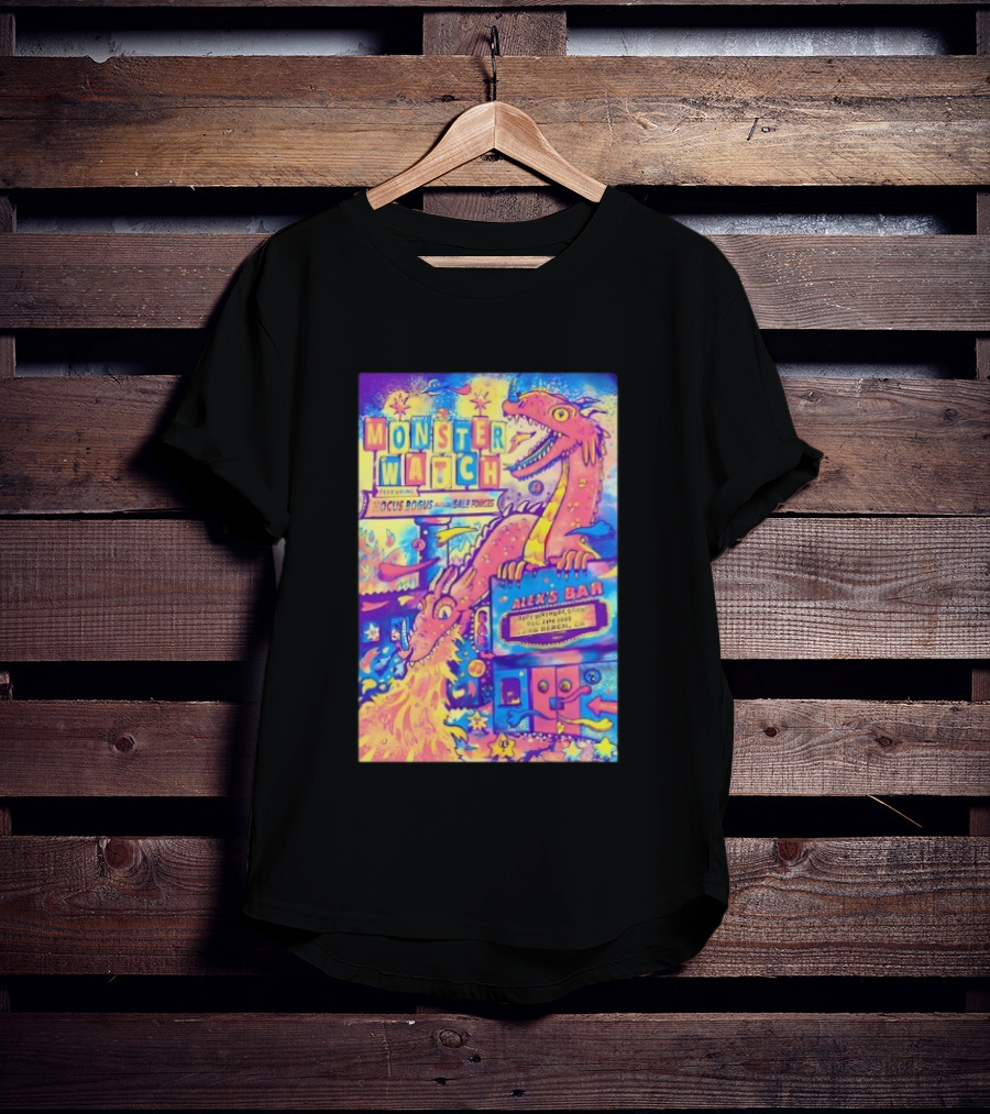 Monster Featuring Lucus Bogus And Sale Fuegos At Alex's Bar Long Beach CA Dec 21 2025 With Psychedelic Dragon Art T-Shirt