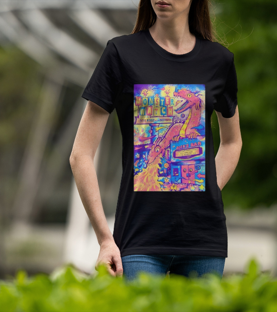 Monster Featuring Lucus Bogus And Sale Fuegos At Alex's Bar Long Beach CA Dec 21 2025 With Psychedelic Dragon Art T-Shirt
