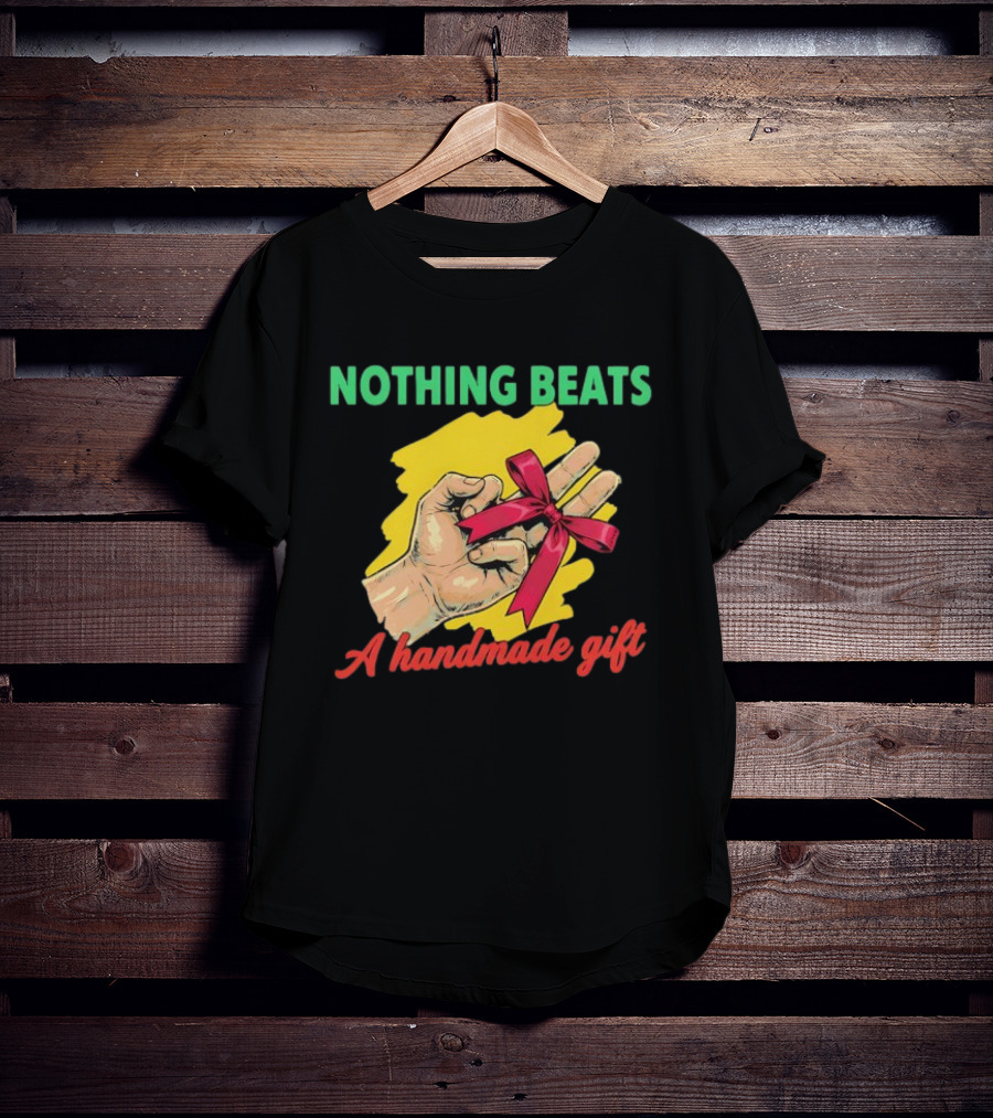 Nothing Beats A Handmade Gift Red Ribbon Hand Drawing T-Shirt