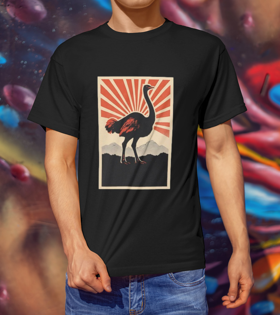 Ostrich Vintage Sunrise Silhouette T-Shirt