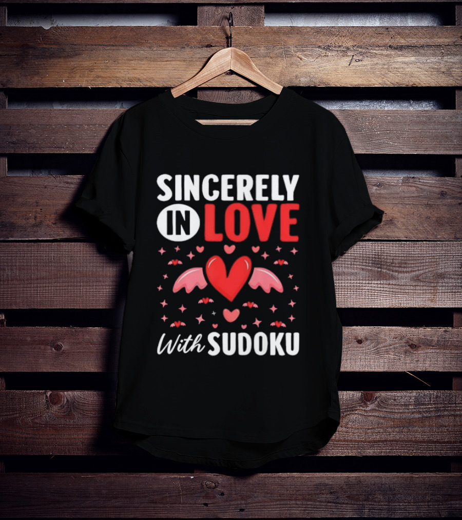 Sincerely In Love With Sudoku Heart Wings And Stars T-Shirt
