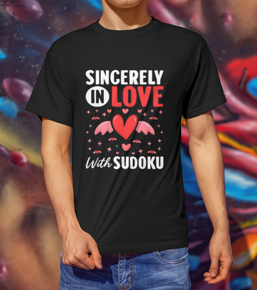 Sincerely In Love With Sudoku Heart Wings And Stars T-Shirt