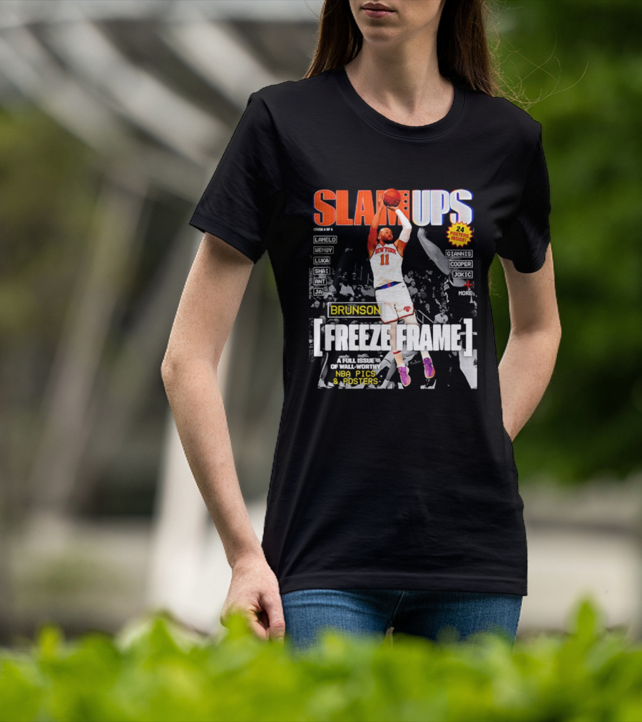 SLAM Ups Jalen Brunson Freeze Frame New York Knicks NBA Inside T-Shirt