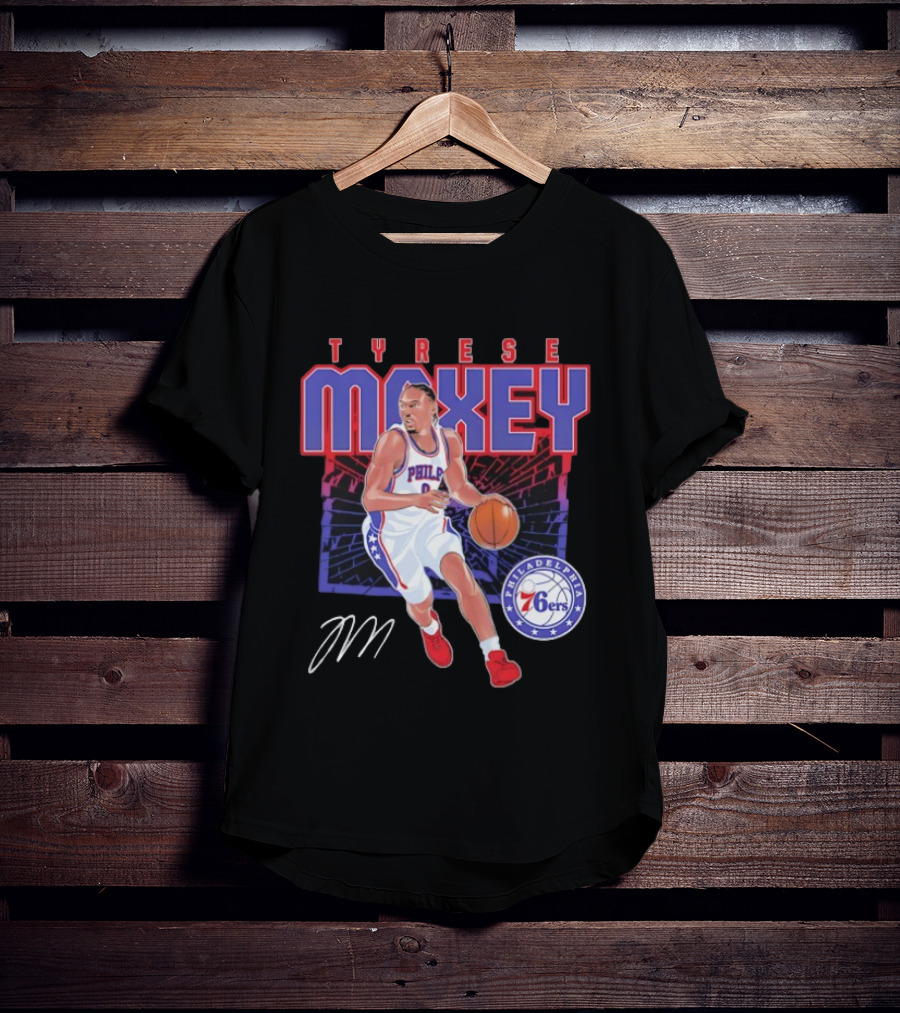 NBA Tyrese Maxey Philadelphia 76ers Player Signature T-Shirt
