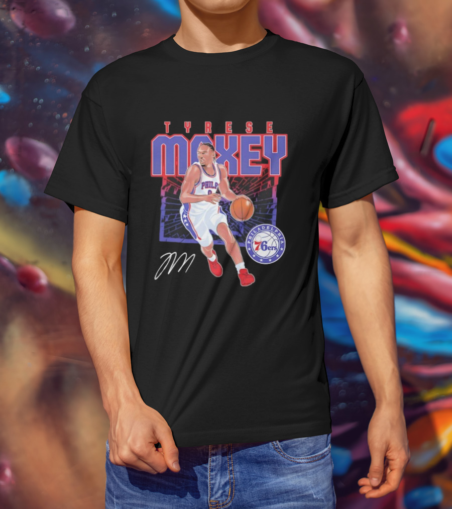 NBA Tyrese Maxey Philadelphia 76ers Player Signature T-Shirt