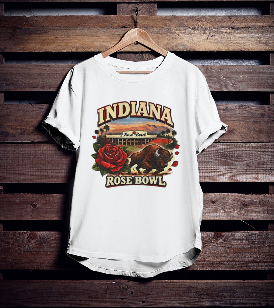 Indiana Rose Bowl Pasadena CA Game Day Vintage Buffalo And Rose Stadium Retro T-Shirt