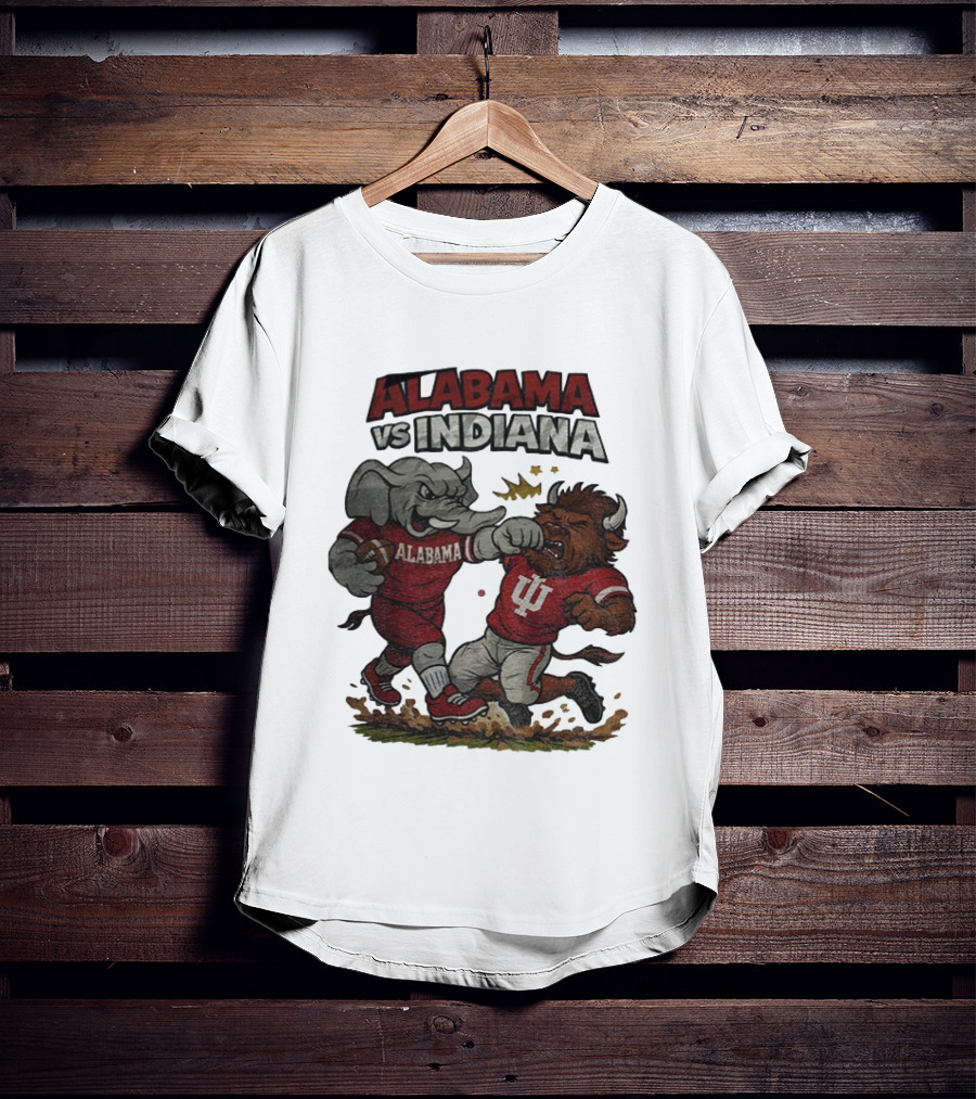 Alabama Vs Indiana Rivalry Football Showdown Cartoon Mashup T-Shirt