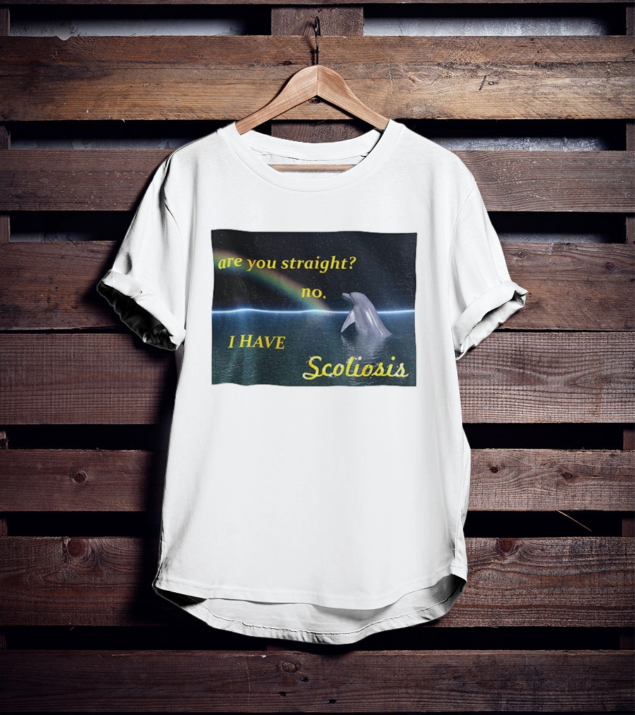 Are You Straight No I Have Scoliosis Dolphin Rainbow T-Shirt