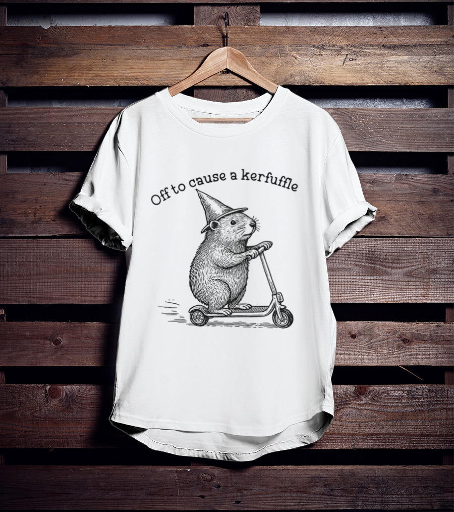 Off To Cause A Kerfuffle Groundhog Witch Riding Scooter T-Shirt