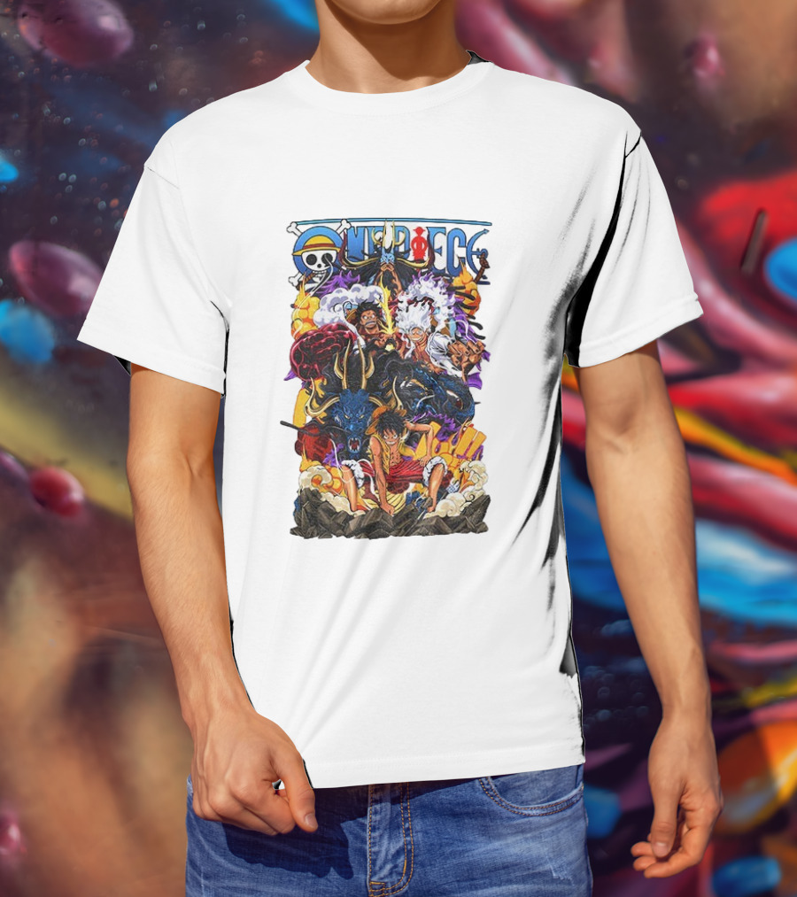 One Piece Anime Luffy Straw Hat Crew Manga Pirate Collage T-Shirt