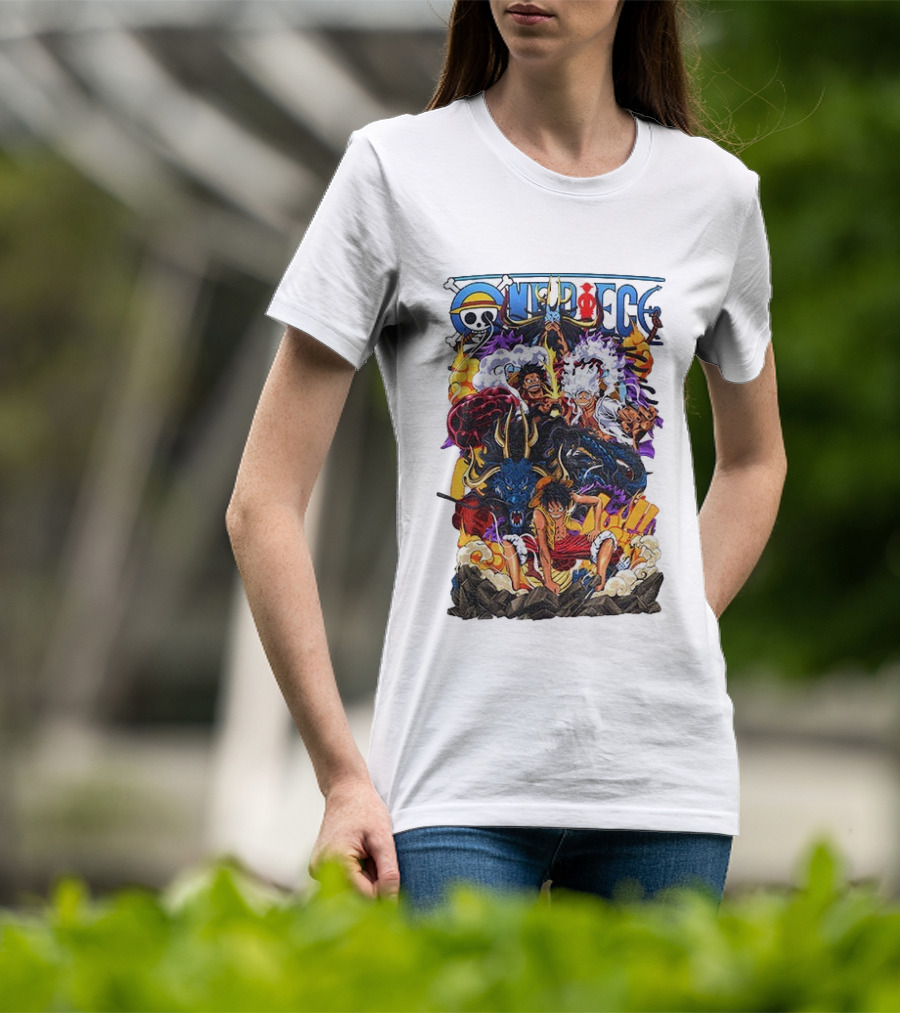 One Piece Anime Luffy Straw Hat Crew Manga Pirate Collage T-Shirt