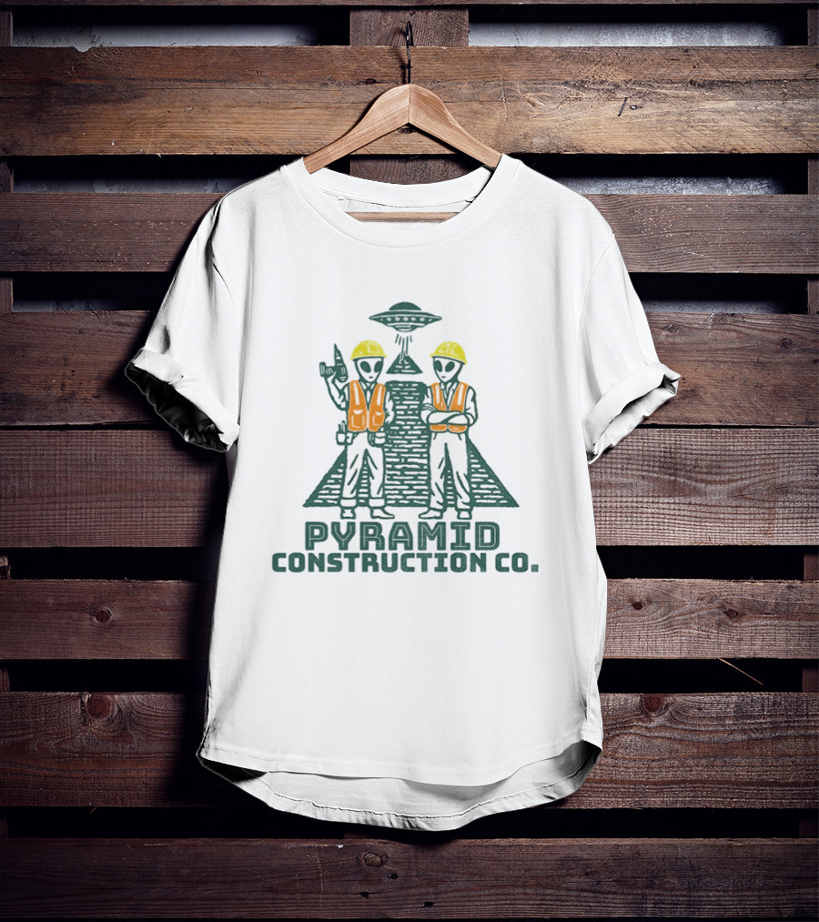 Pyramid Construction Co. Alien Builders Ancient Astronaut Humor T-Shirt