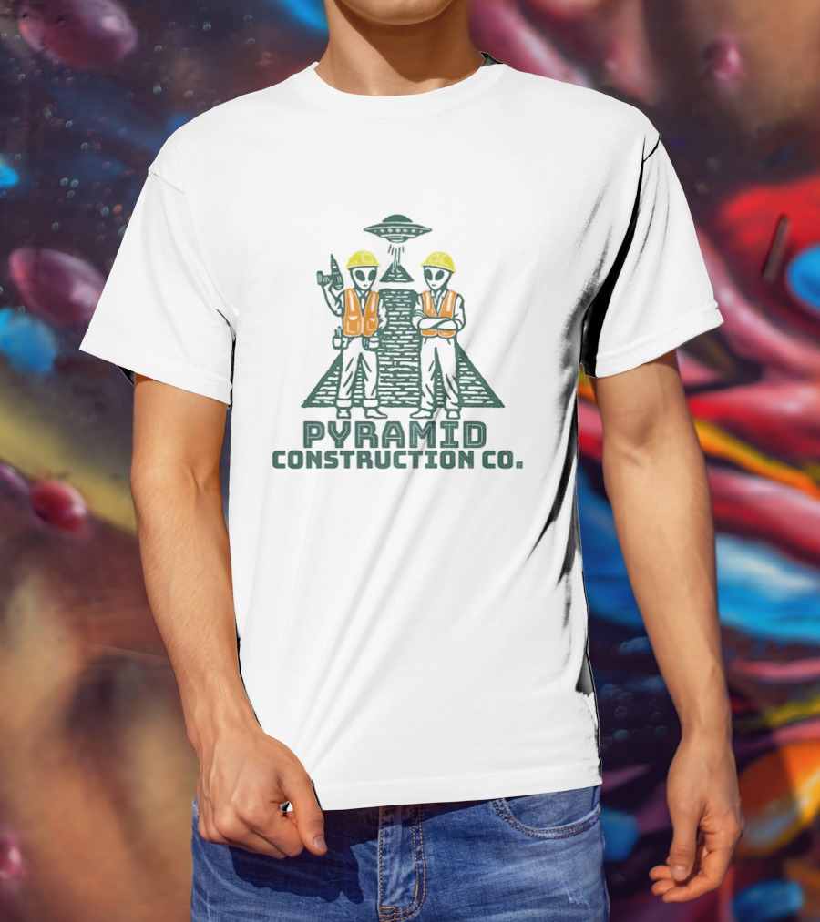 Pyramid Construction Co. Alien Builders Ancient Astronaut Humor T-Shirt