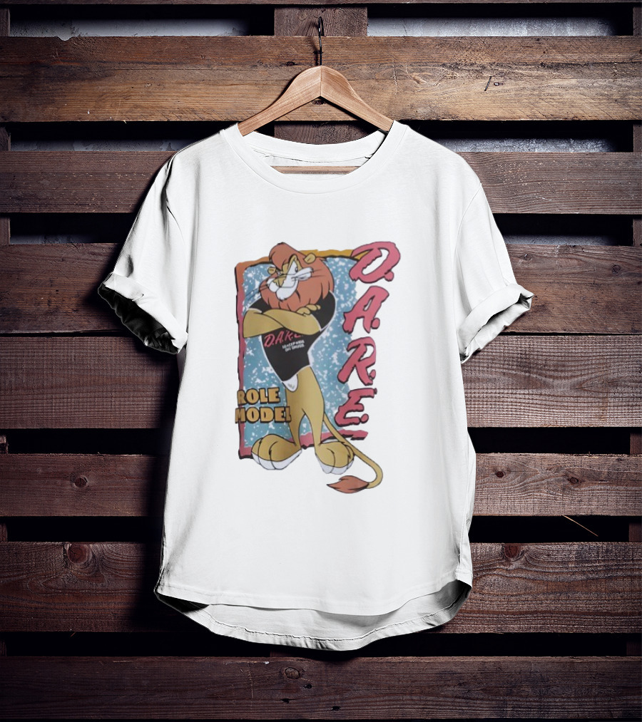 D.A.R.E. Lion Daren Role Model Graphic With Classic Retro Style T-Shirt