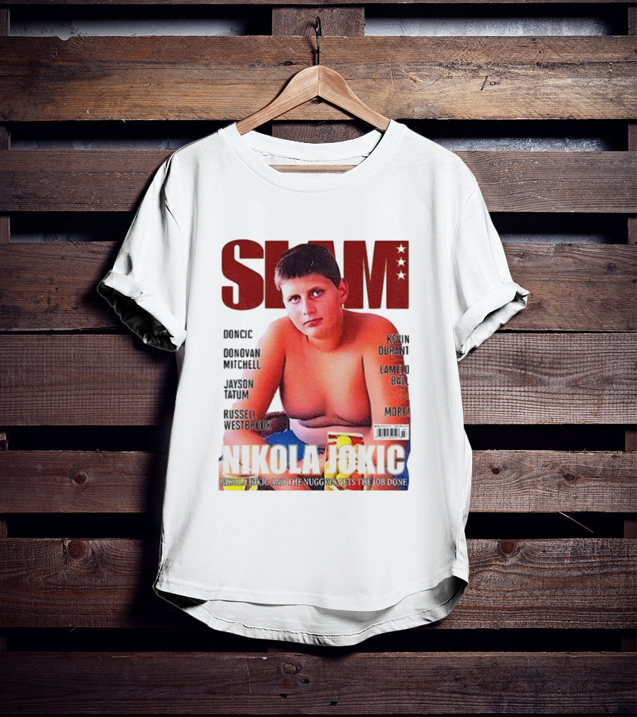 Slam Magazine Nikola Jokic 90s Retro Basketball Nuggets Durant Mitchell Westbrook Tatum Ball T-Shirt