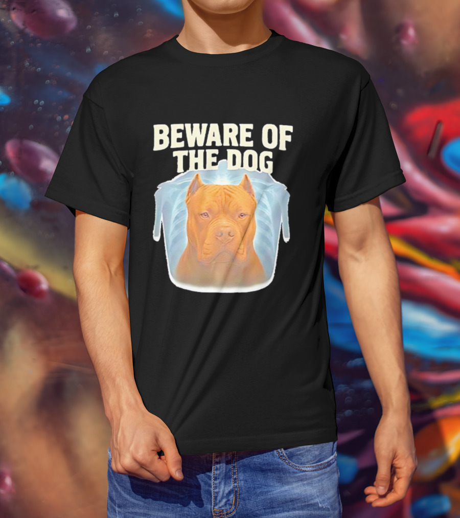 Beware Of The Dog X Ray Pitbull Warning T-Shirt