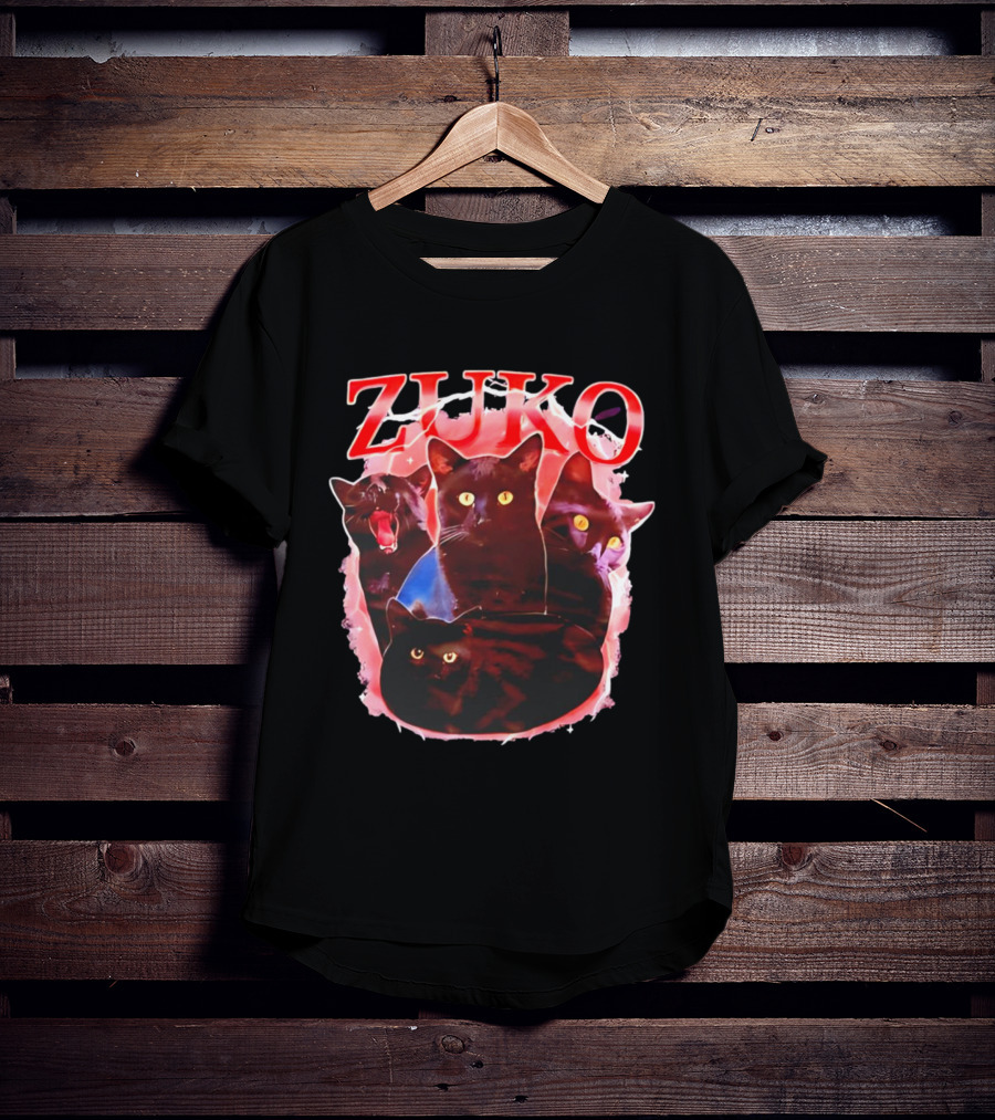 Zuko Cats Black Graphic With Red T-Shirt