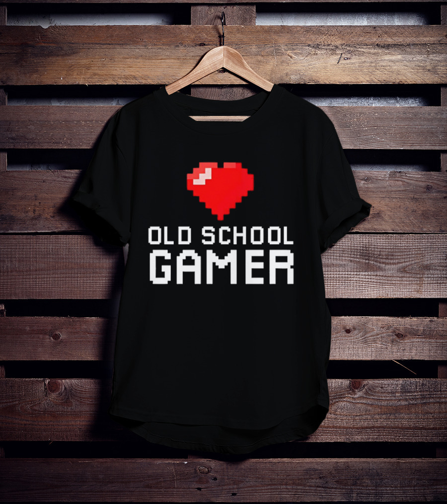 Pixel Heart Old School Gamer T-Shirt